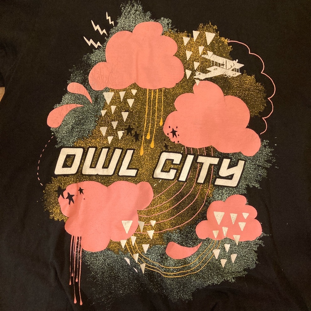Black Vintage Emo Owl City Tee Size M